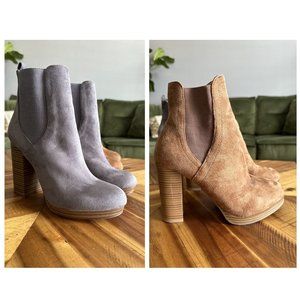 Vegan Suede Ankle Boots - 2 Pairs - Sz 8